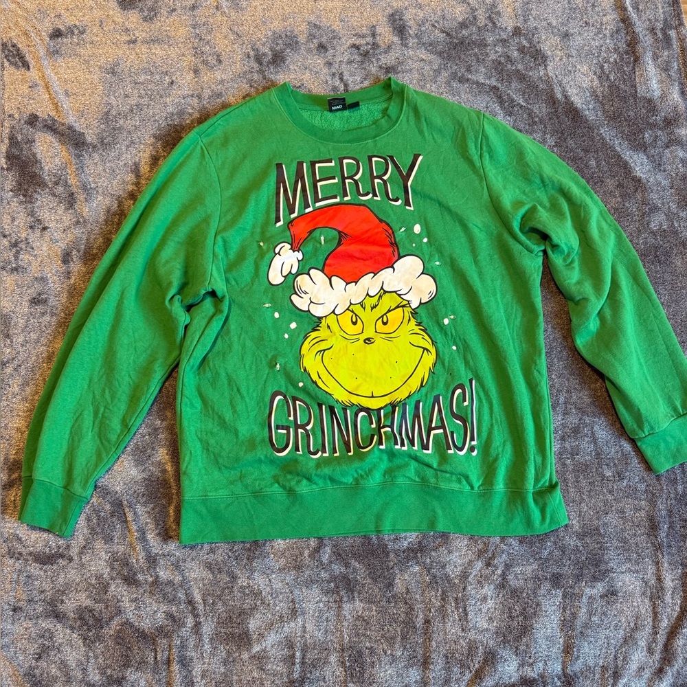 MAD Engine Green Merry Grinchmas Crewneck Sweatshirt XL